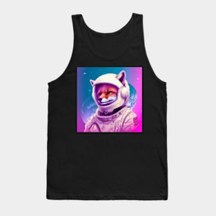 Vaporwave Retrowave Fox Astronaut - Space Colorful Illustration Tank Top